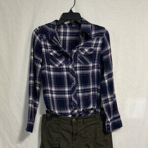 Forever 21 Purple Plaid Western Flannel Shirt - 100% Cotton - Size Small Petite